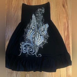 Sz S! TubeTop Dress with a Cute Silver Splash of a Butterfly ! Stretchy/Comfort!